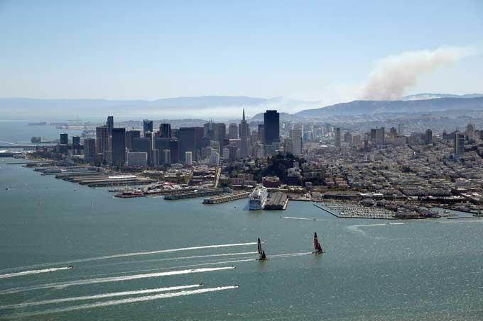 Copa América en la bahía de San Francisco desde el aire