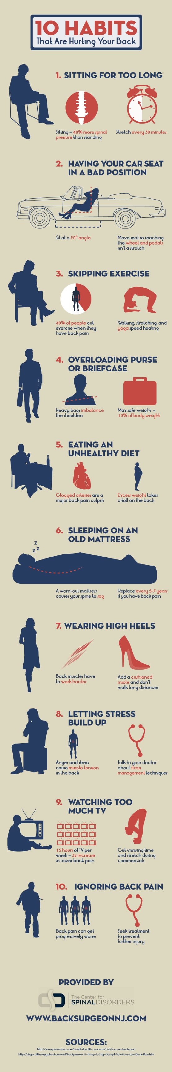 10 hábitos que pueden afectar nuestra espalda #Infografía #CuerpoHumano #Salud