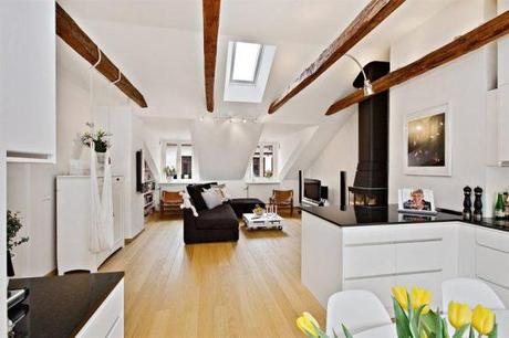 vigas en el techo tragaluces decoración interiorismo nórdico diáfano estilo decoración nórdico decoración nórdica escandinava decoración muebles de ikea decoración espacios pequeños decoración diseño interiores áticos diáfanos decoración áticos suecos decoración áticos blog decoración diseño nórdico 