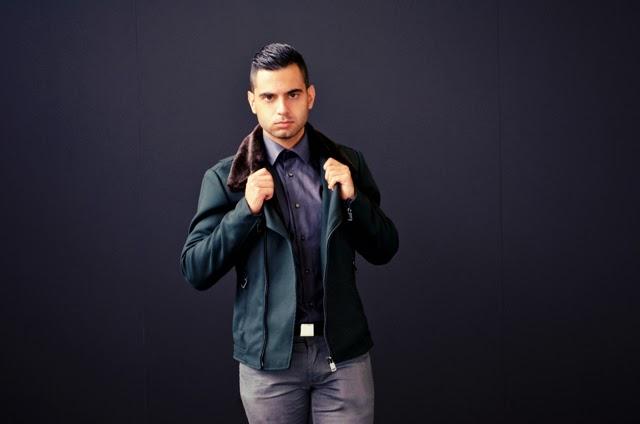 Military jacket with fur