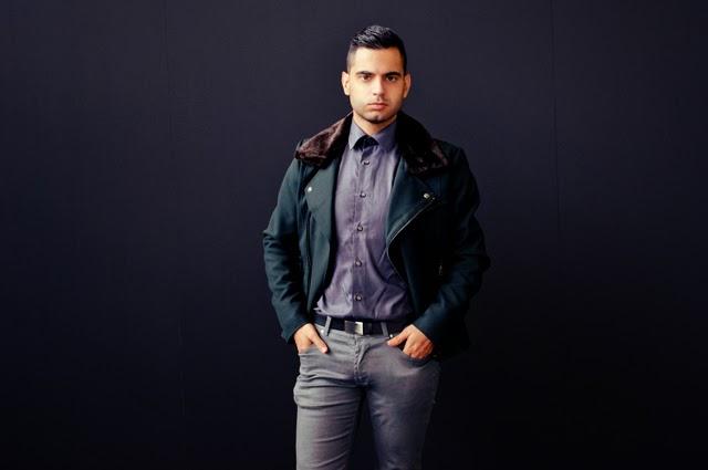 Military jacket with fur