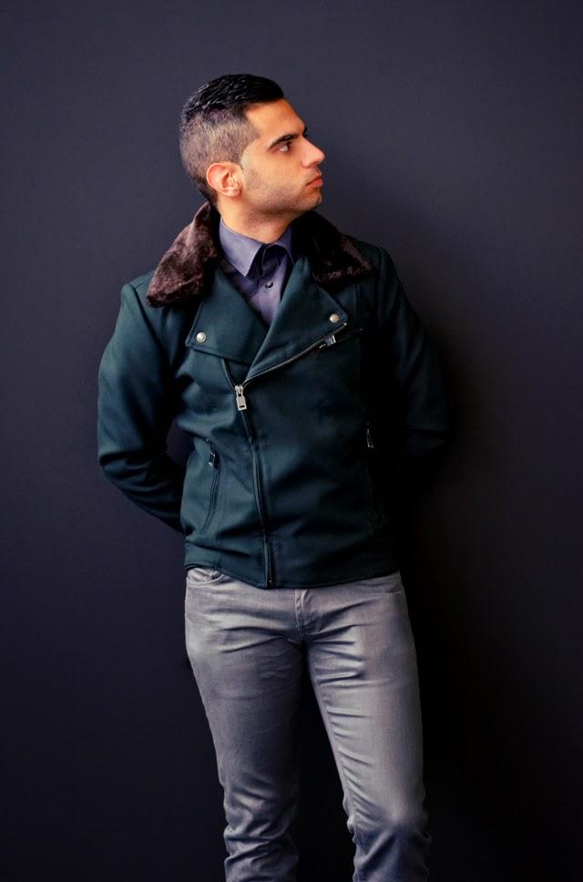 Military jacket with fur