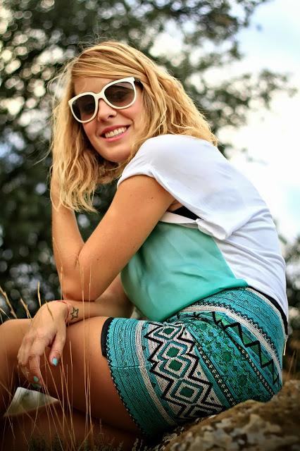 Blue&white; - Ethnic skirt