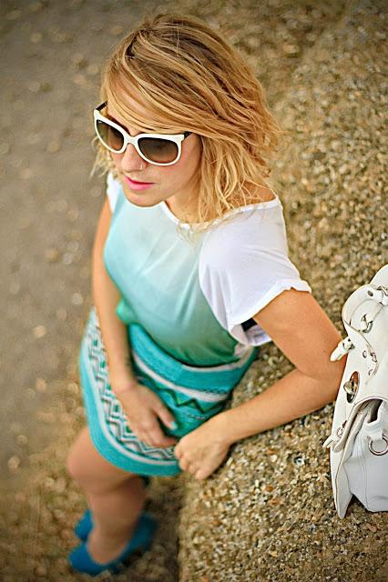 Blue&white; - Ethnic skirt