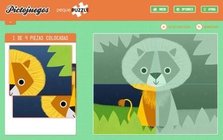 Pictojuegos Pequepuzzle. Ejemplo de puzzle sencillo con plantilla.
