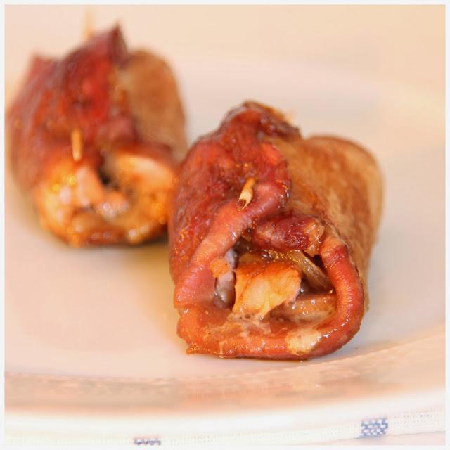 receta: rollitos de lomo de cerdo rellenos y lacados -- recipe: lacqued and rolled pork loin