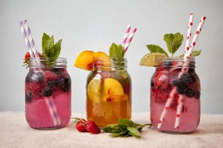 arándanos, melocotón