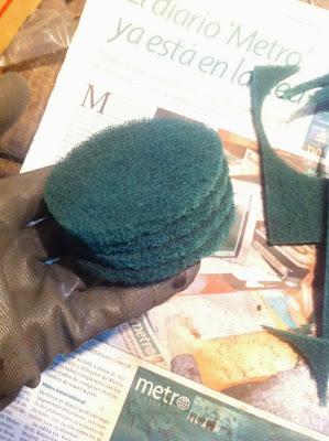 Cuatro discos de fibra verde