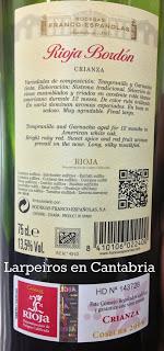 Vino Tinto Rioja Bordón Crianza 2009: NinjaBartender le define
