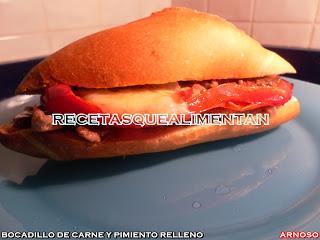 BOCADILLO DE CARNE Y PIMIENTO RELLENO