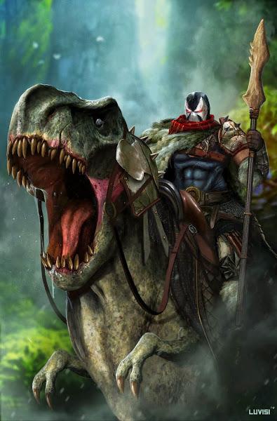 Bane riding a T-Rex (Dan Luvisi)