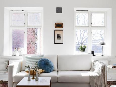 Decoracion escandinava con un toque de azul vintage