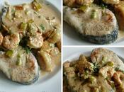 Salmón salsa gambas