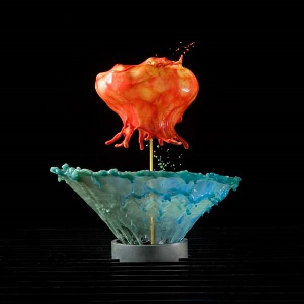 esculturas con liquidos de colores por jack long