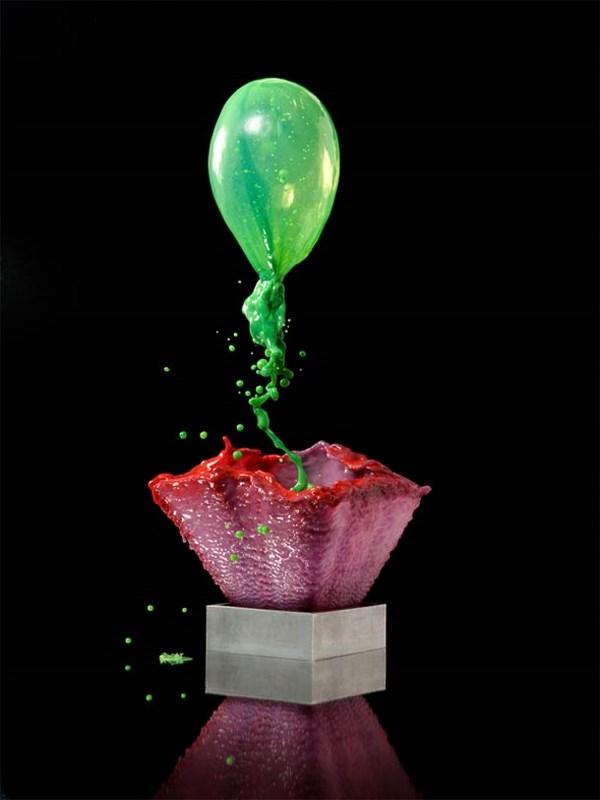 esculturas con liquidos de colores por jack long