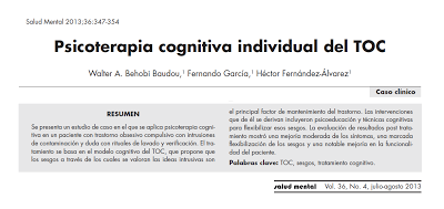Psicoterapia cognitiva individual del Trastorno Obsesivo Compulsivo - Behobi y col.