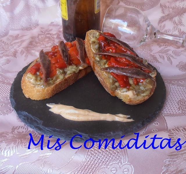 BERENJENAS Y PIMIENTOS ASADOS CON ANCHOAS Y ALIOLI DE PIMENTÓN