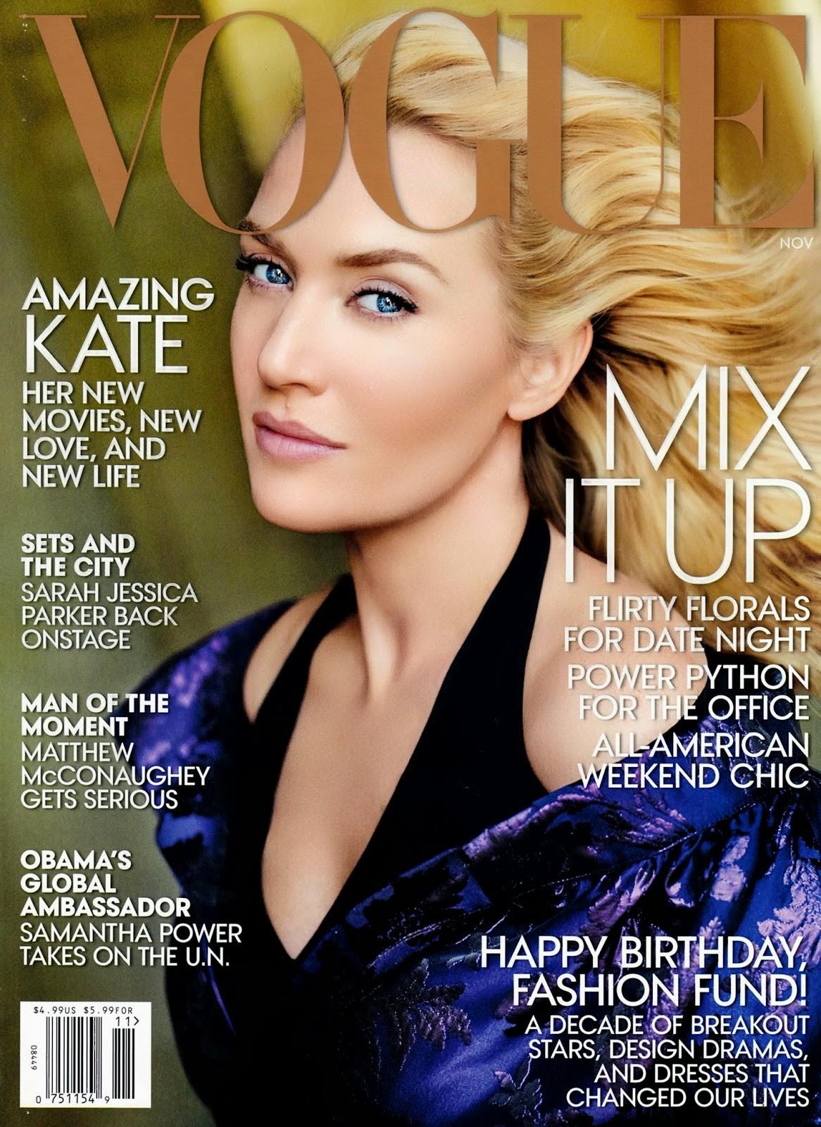 Kate Winslet en la portada de la edición de noviembre de la revista VOGUE