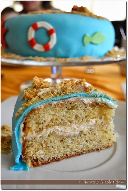 Tarta de fondant un papá cumpleañero en la playa