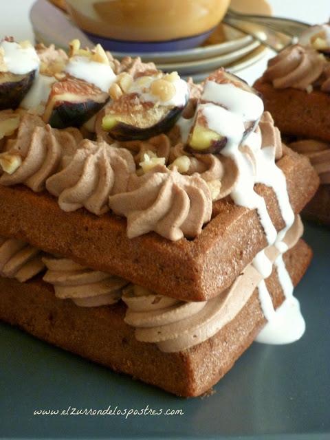 Pastel de Gofres con Trufa e Higos