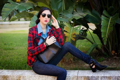 Tartan And Cut Out Booties For A Casual Look