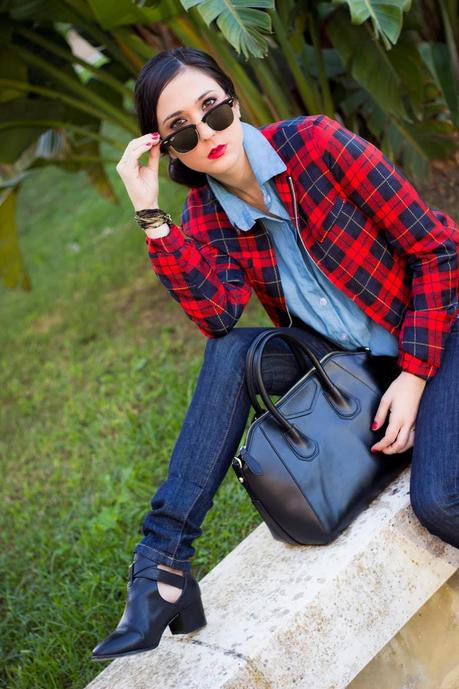 Tartan And Cut Out Booties For A Casual Look