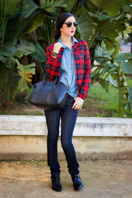 Tartan And Cut Out Booties For A Casual Look