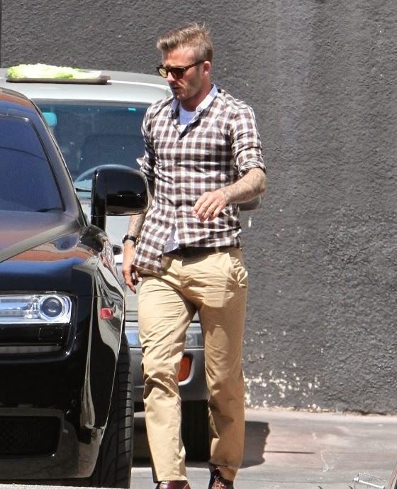 David Beckham camisa de cuadros