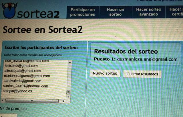 Felicitaciones a la ganadora...