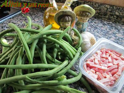 SALTEADO DE JUDÍAS VERDES Y BACON