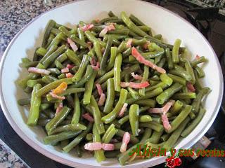 SALTEADO DE JUDÍAS VERDES Y BACON