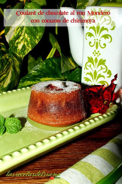 Coulant de chocolate con corazón de chirimoya