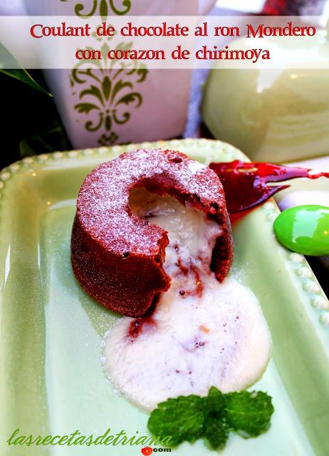 Coulant de chocolate con corazón de chirimoya