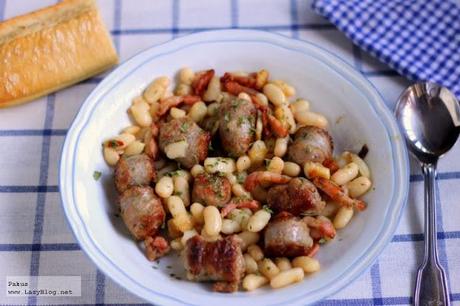 Butifarra con judías blancas. Receta