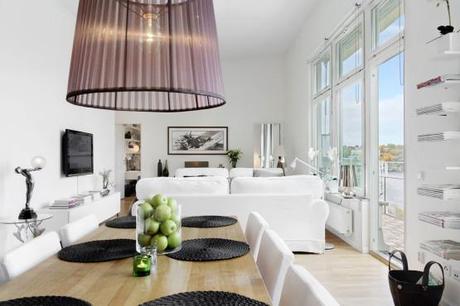 interiores techos altos grandes ventanales espacios diáfanos cocina comedor salon decoración nórdica en blanco decoración nórdica decoración dormitorios nórdicos decoración de salones cocinas blancas modernas blog decoración diseño nórdico áticos nórdicos escandinavos 