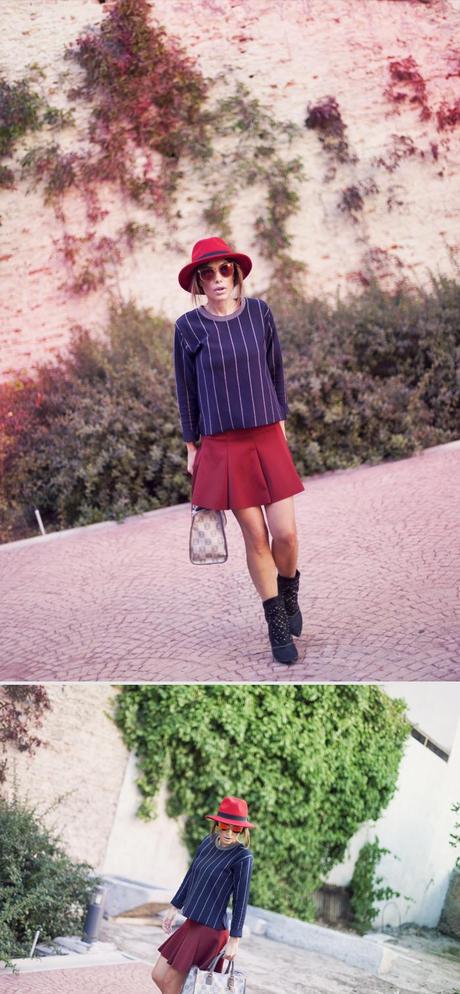 street style barbara crespo trap in red zara skirt ankle boots loewe outfit