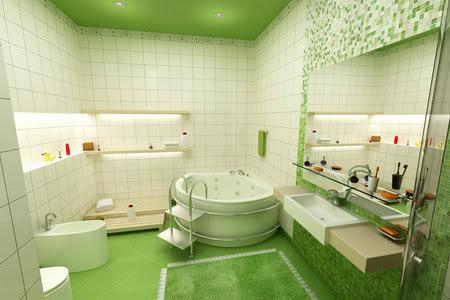 Baños en color blanco y verde - Paperblog