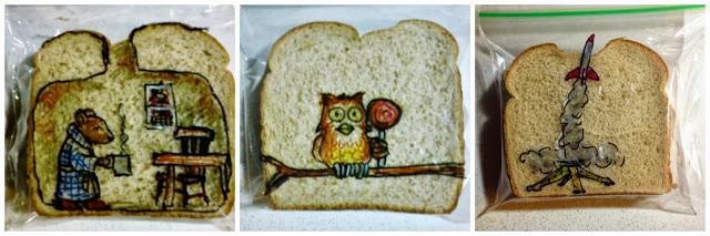 Almuerzos únicos e irrepetibles en bolsas de sandwiches ilustradas