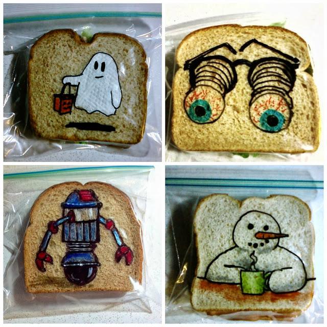 Almuerzos únicos e irrepetibles en bolsas de sandwiches ilustradas