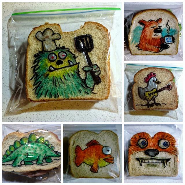Almuerzos únicos e irrepetibles en bolsas de sandwiches ilustradas