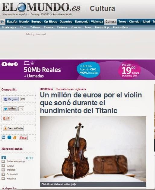El violín que usó el director de la orquesta del 'Titanic...