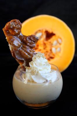 Tarta de queso y calabaza con praline de pecanas