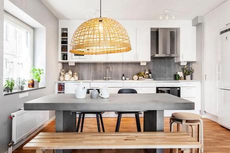 piso piloto decoración nórdica mesas de centro madera 3 patas distribución diáfana diseño piso piloto nordico diseño de interiores nórdicos decoración nórdica escandinava cocinas modernas pequeñas cocinas modernas blanco y gris cocina comedor salón diáfano decoración blog decoración nórdica 