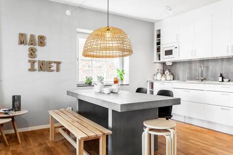 piso piloto decoración nórdica mesas de centro madera 3 patas distribución diáfana diseño piso piloto nordico diseño de interiores nórdicos decoración nórdica escandinava cocinas modernas pequeñas cocinas modernas blanco y gris cocina comedor salón diáfano decoración blog decoración nórdica 