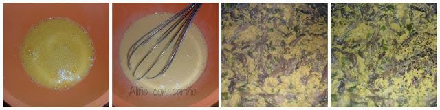 REVUELTO DE ESPÁRRAGOS, SETAS Y PUERROS A LA TRUFA