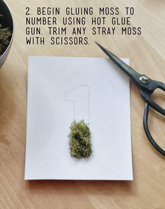 DIY....NUMEROS DE MESA CON MUSGO PARA UNA BODA