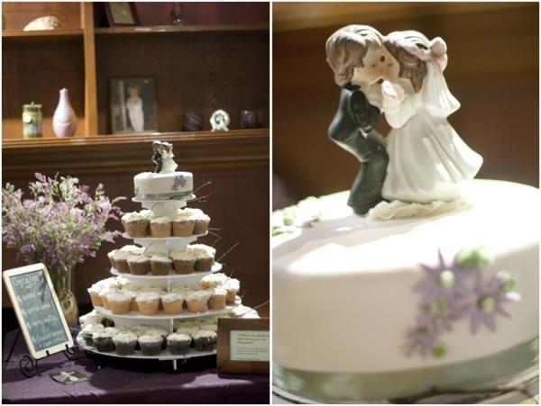 cupcake tower, adorable kissing cake topper, chalkboard sign, pink and purple romantic rustic wedding, Sunny Studios