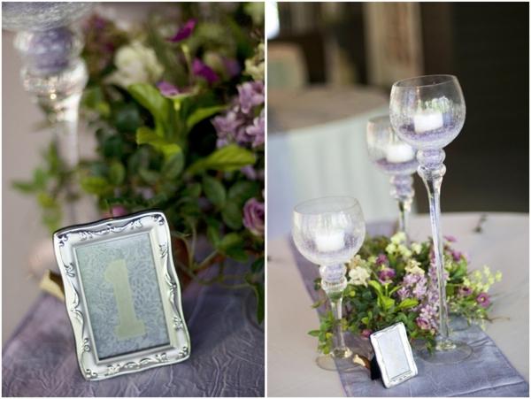 pretty pattern table number in ornate silver frame, raised bubble candle tumbler centerpieces, romantic rustic reception decor, pink and purple romantic rustic wedding, Sunny Studios