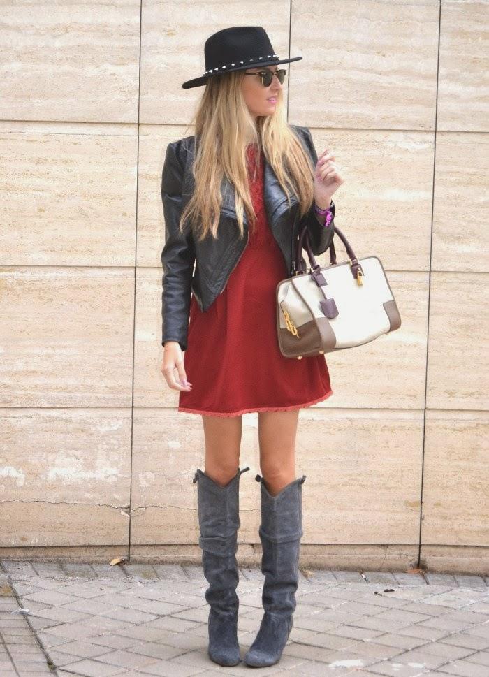 Hats Trend & Burgundy Dress