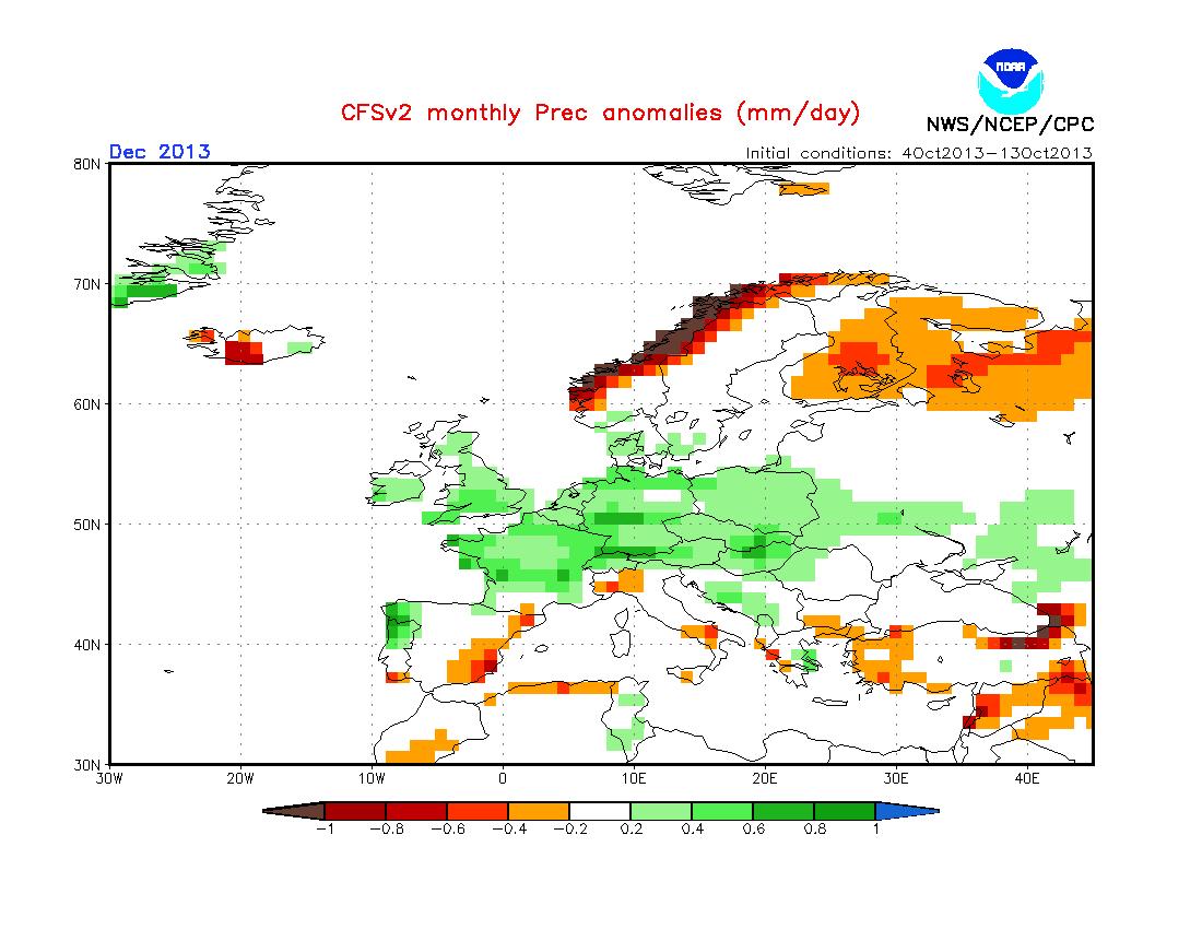 Previsión otoño: noviembre y diciembre NOAA y ECMWF(II)